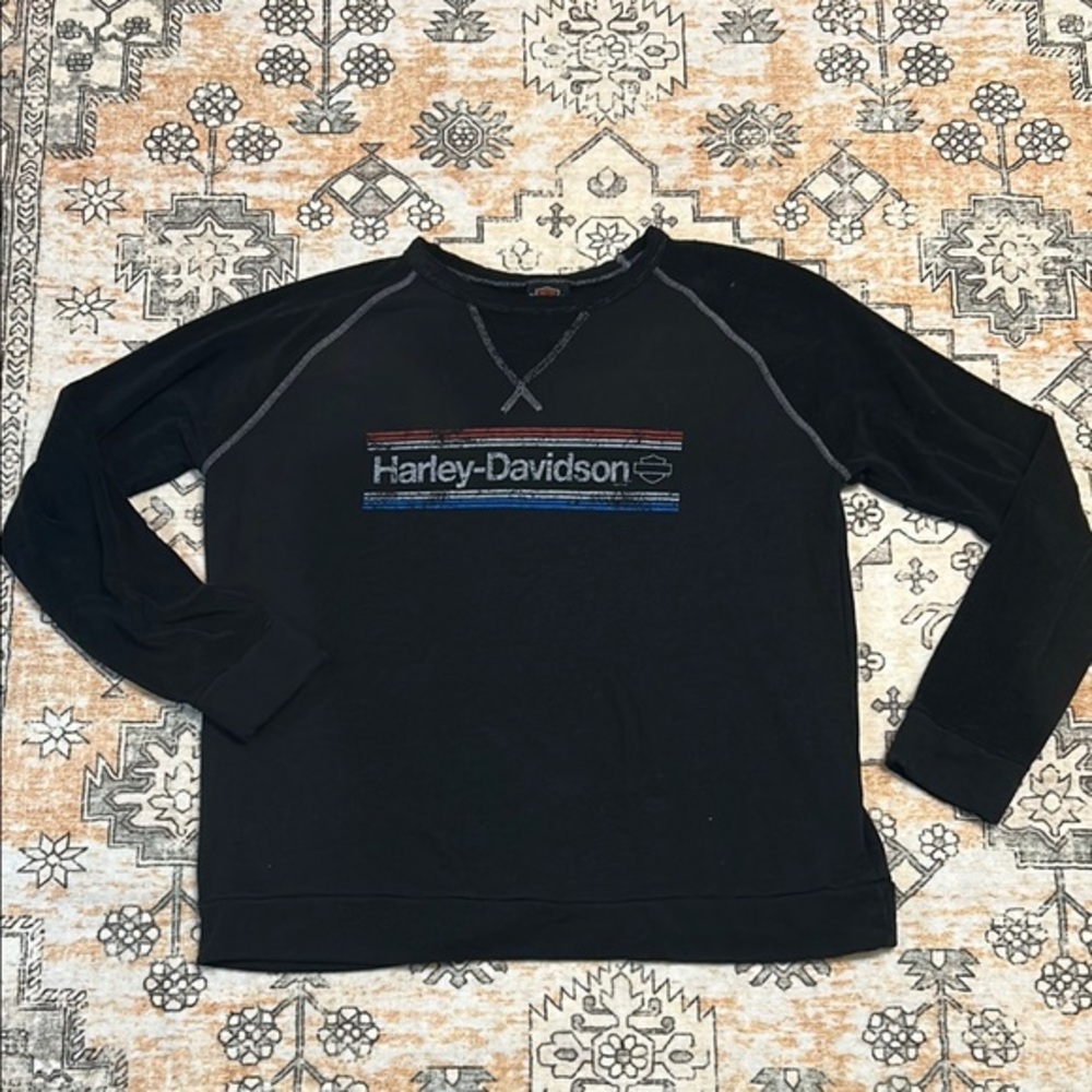 HARLEY-DAIDSON Horny Toad TX  black crewneck sweatshirt with signature logo **XL